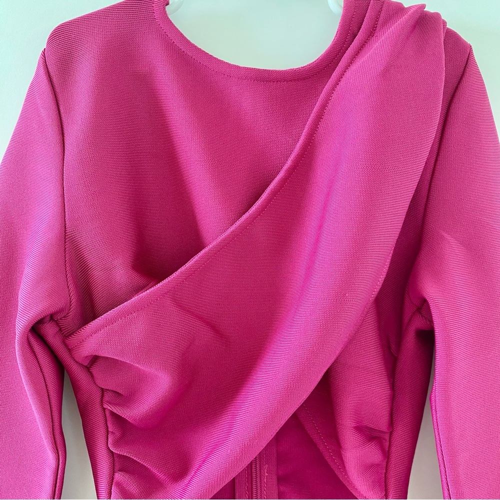 NWT AKIRA Cut Out Bandage Long Sleeve Midi Dress Dark Pink Small - Picture 6 of 16